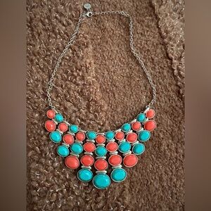 Coral and turquoise costume jewelry necklace